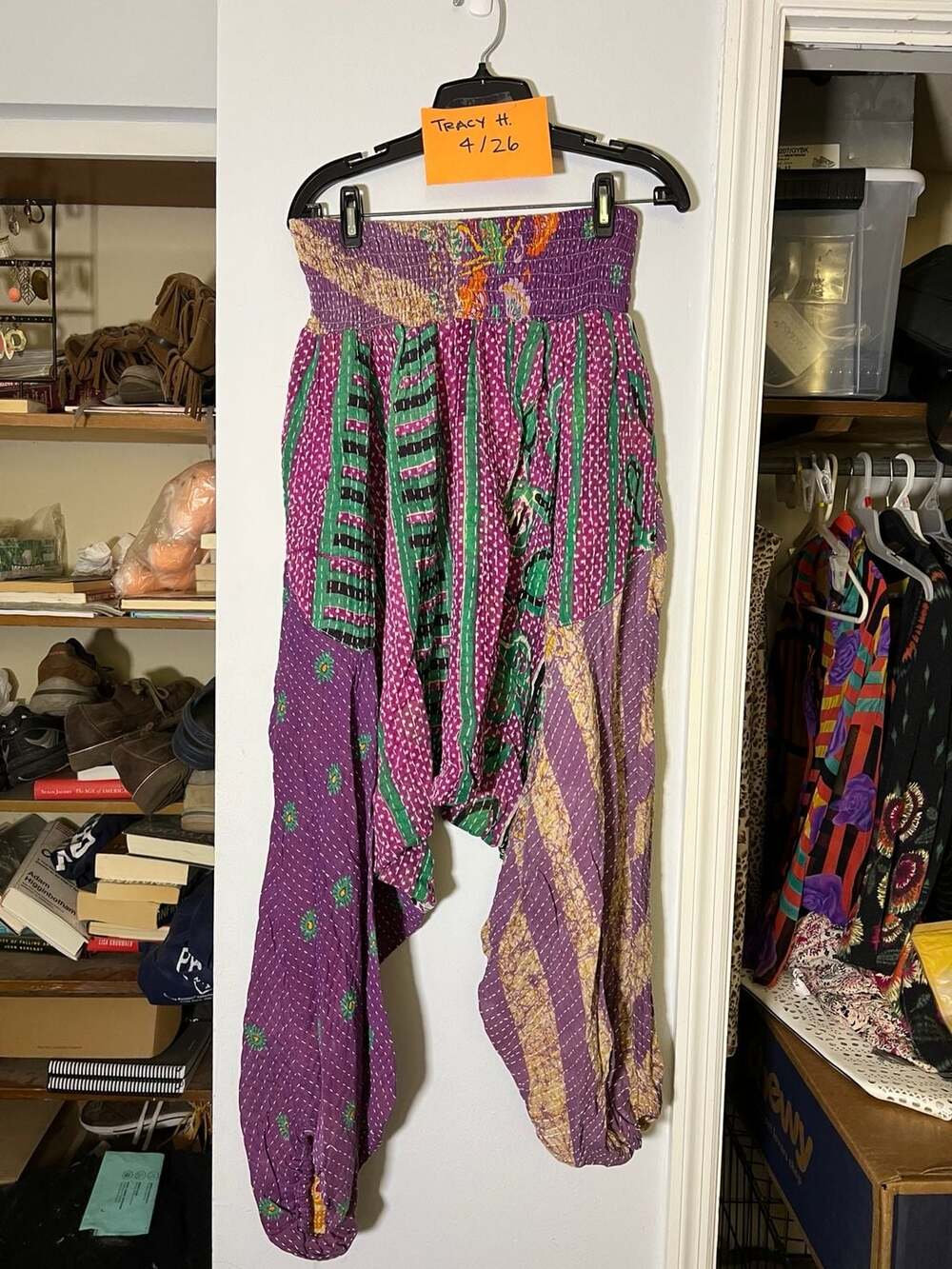 Kantha Bae Everyday Harem Pants Purple Green One Size